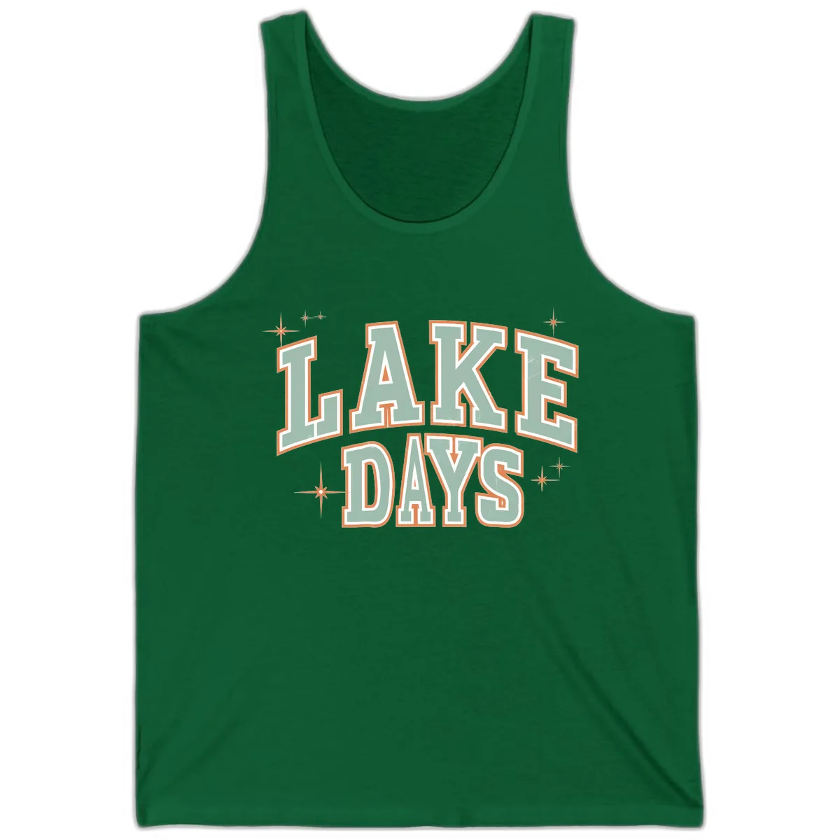Lake Days Vintage Varsity Style Tank in Kelly