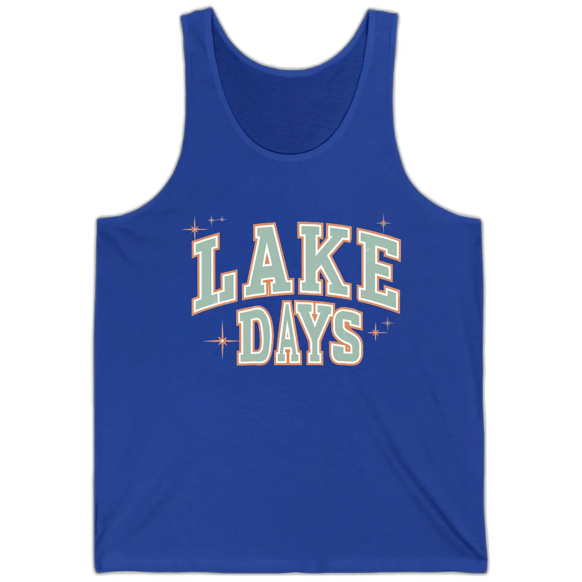 Lake Days Vintage Varsity Style Tank in True Royal