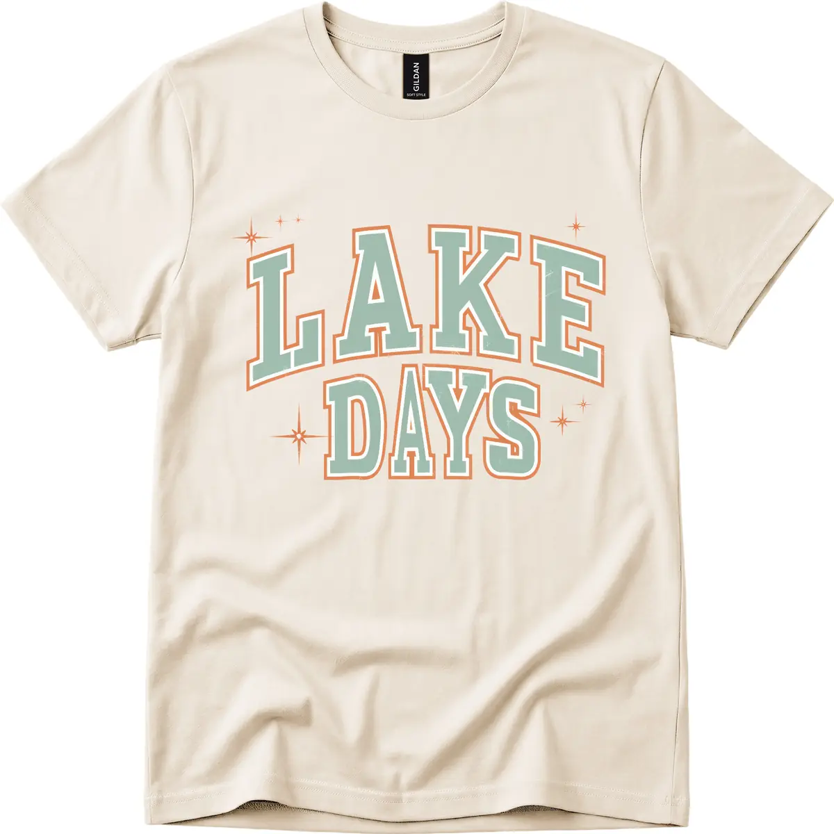 Lake Days Vintage Varsity Style T-Shirt in Natural