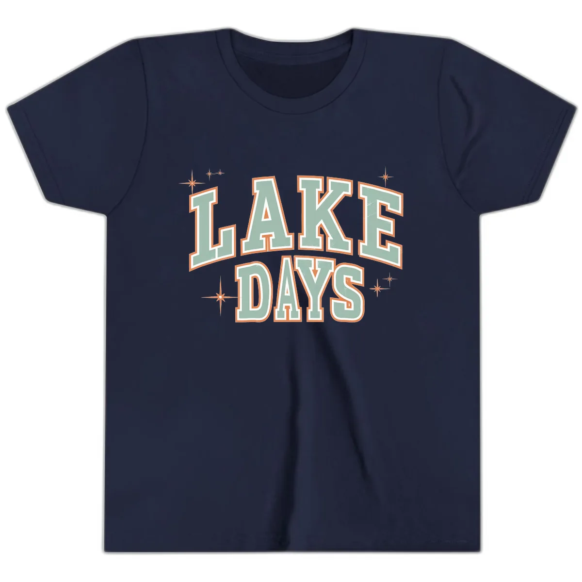 Lake Days Vintage Varsity Style Youth T-Shirt in Navy