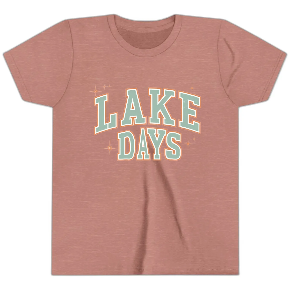 Lake Days Vintage Varsity Style Youth T-Shirt in Heather Mauve