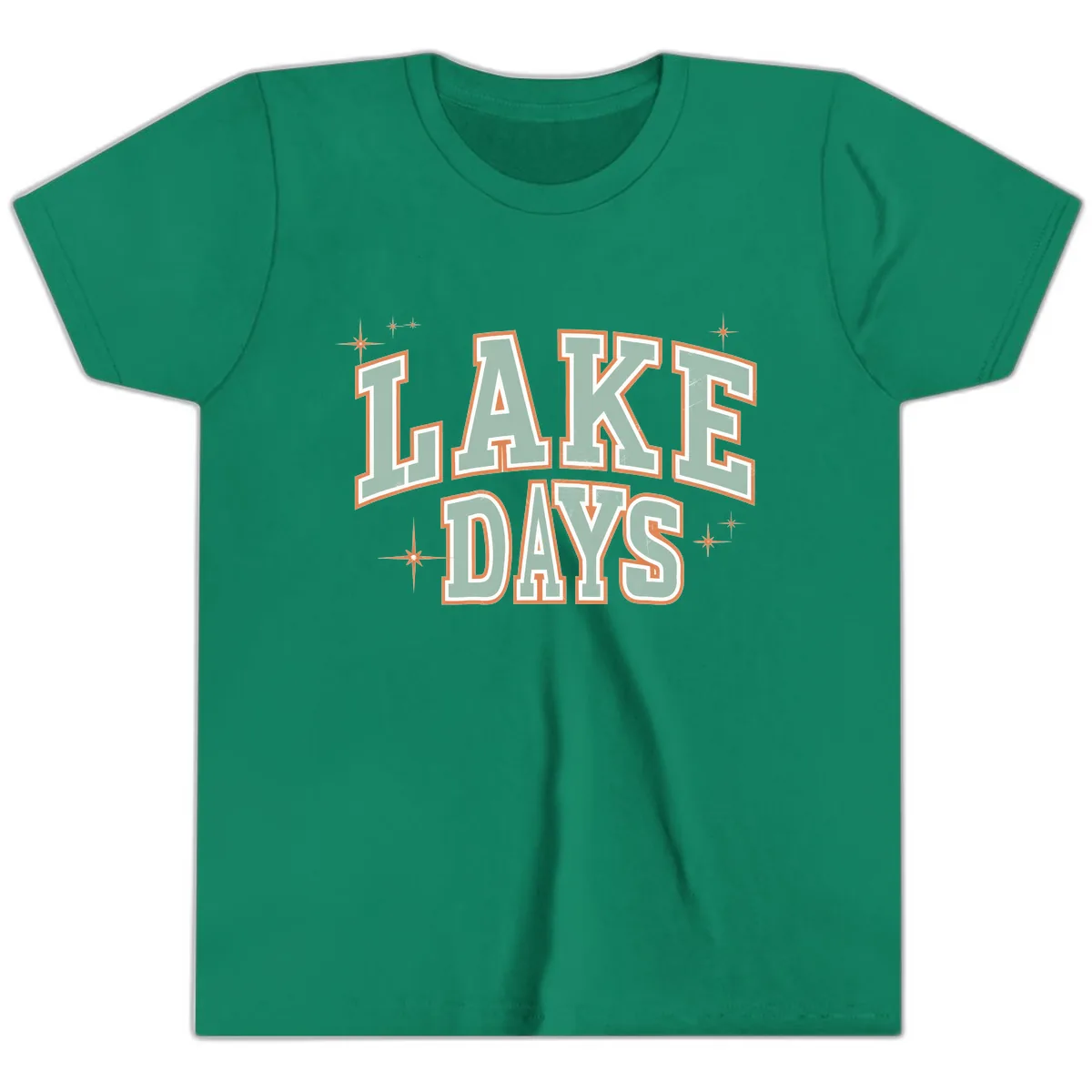 Lake Days Vintage Varsity Style Youth T-Shirt in Kelly