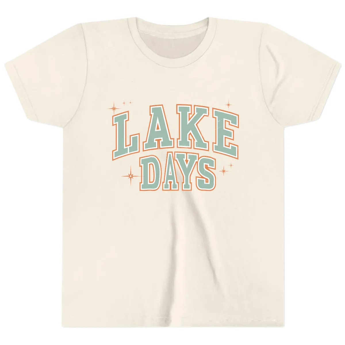 Lake Days Vintage Varsity Style Youth T-Shirt in Natural