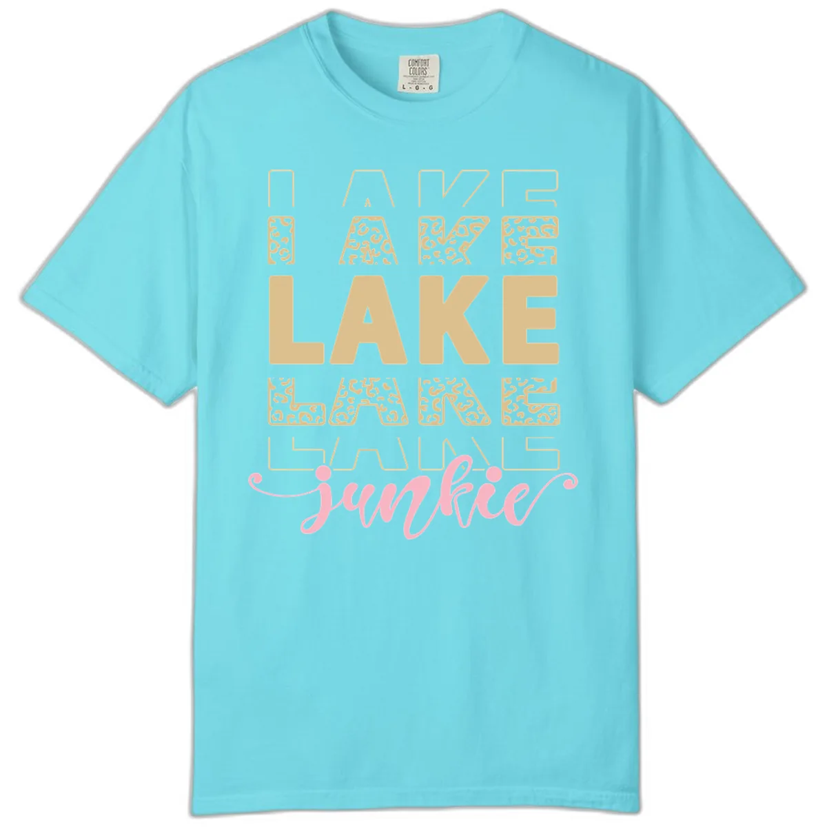 Lake Lane Junkie Typography Design Comfort Color in Lagoon Blue