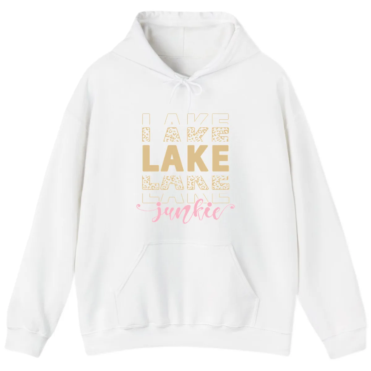 Lake Lane Junkie Typography Design Hoodie in White