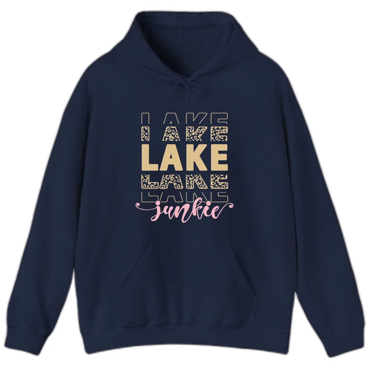 Lake Lane Junkie Typography Design Hoodie in Navy