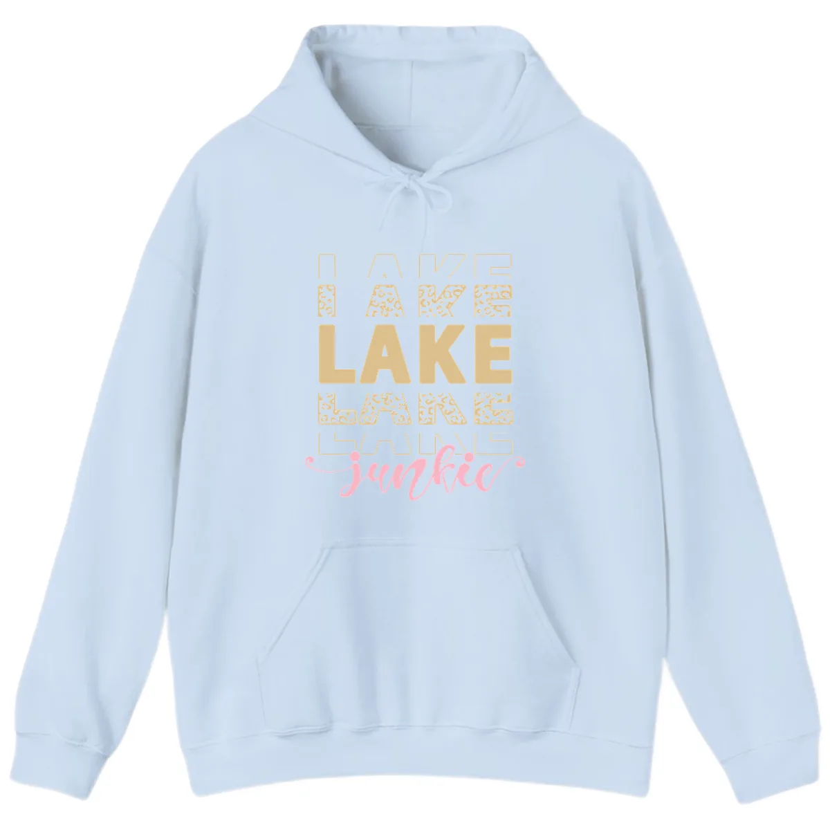 Lake Lane Junkie Typography Design Hoodie in Light Blue