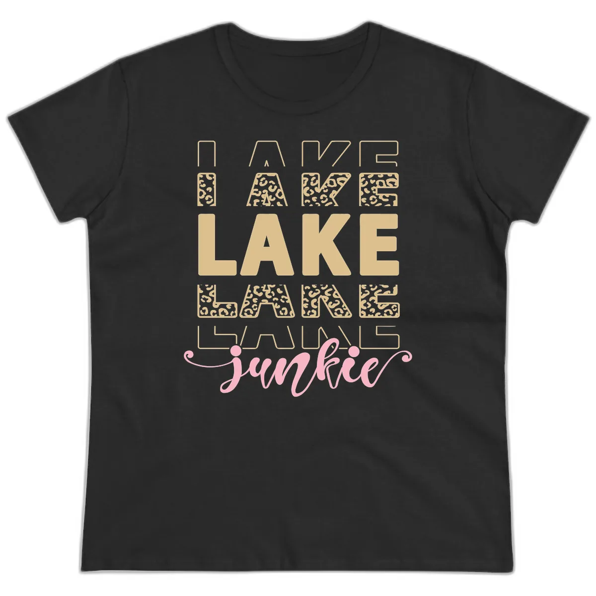 Lake Lane Junkie Typography Design Ladies Tee in Black