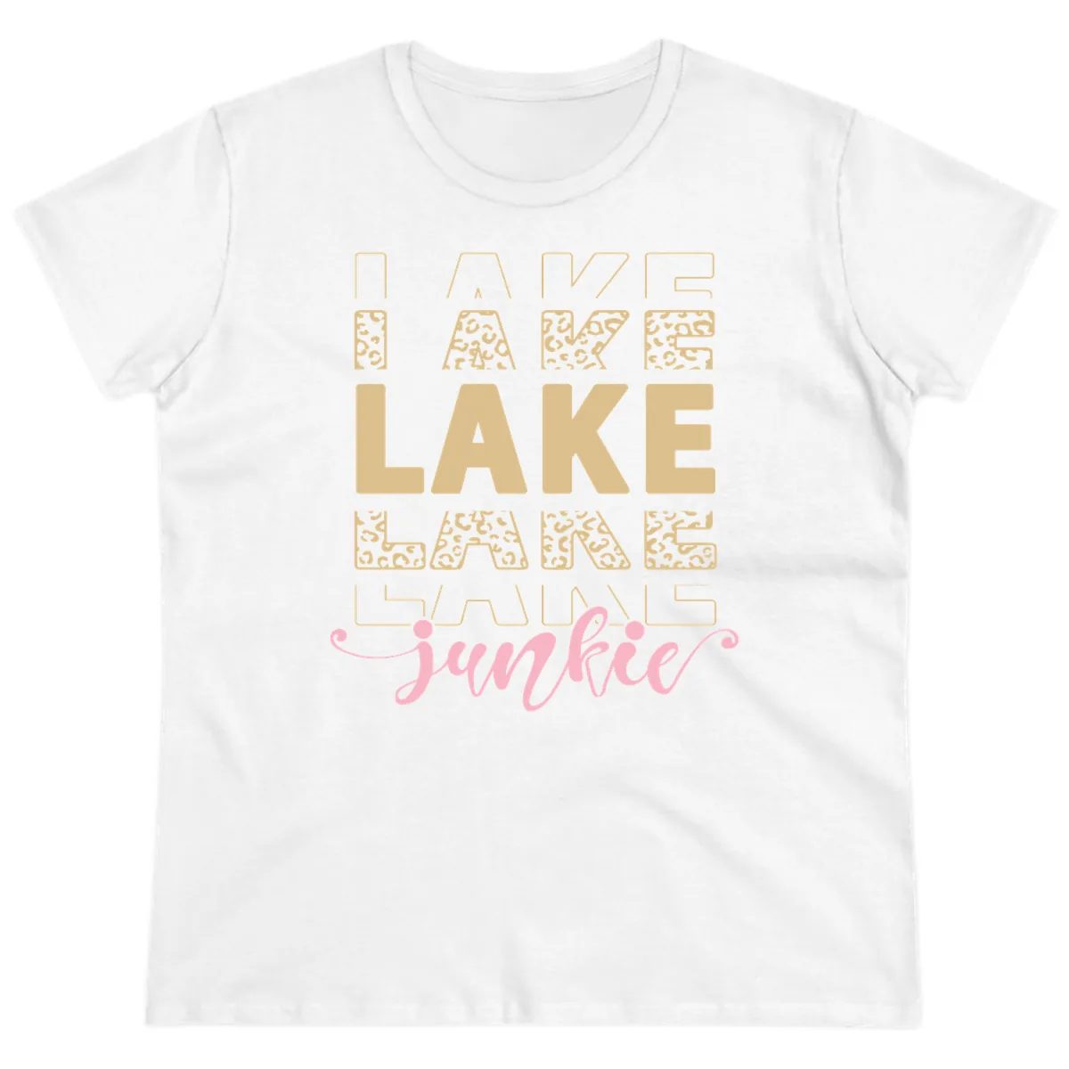 Lake Lane Junkie Typography Design Ladies Tee in White