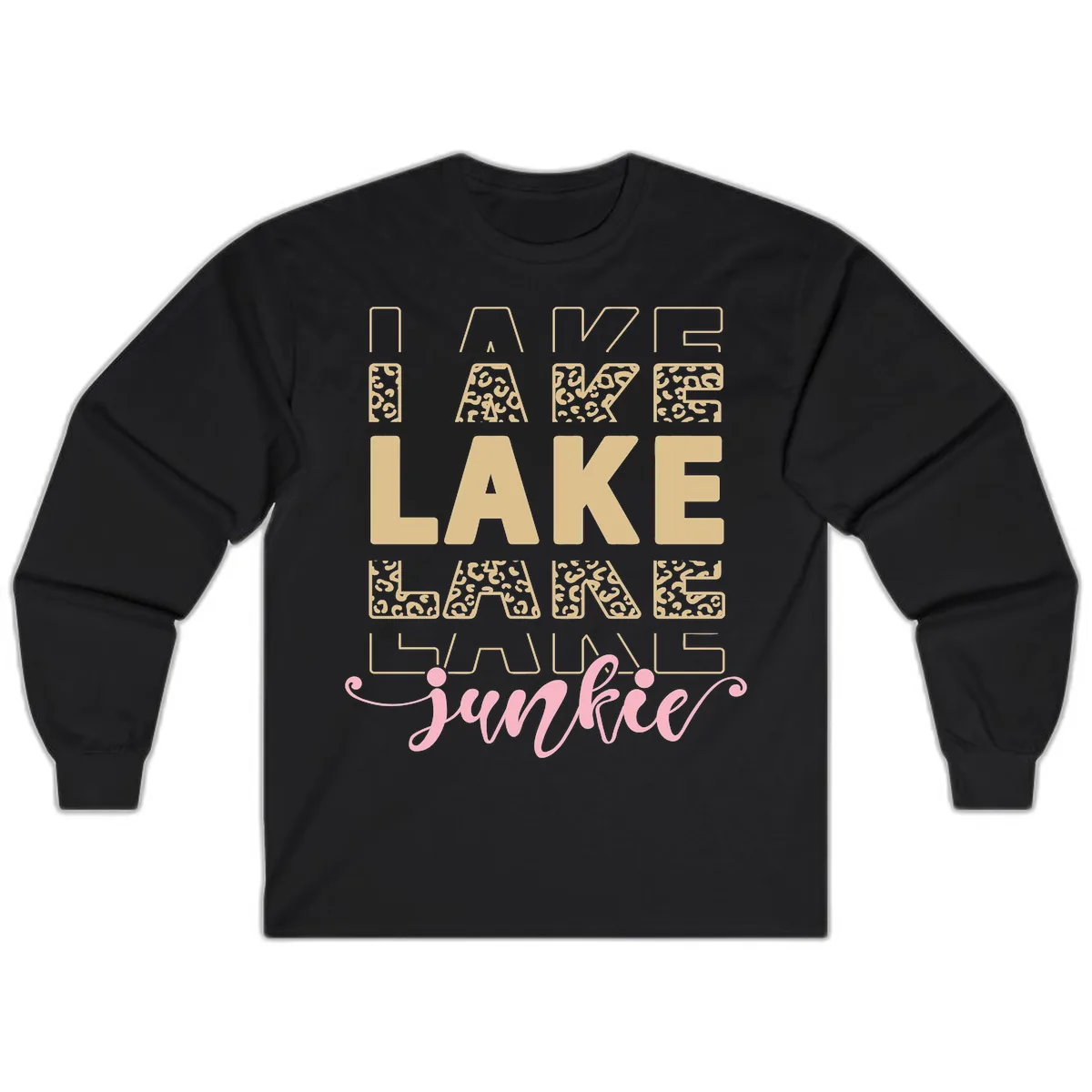 Lake Lane Junkie Typography Design Long Sleeve in Black