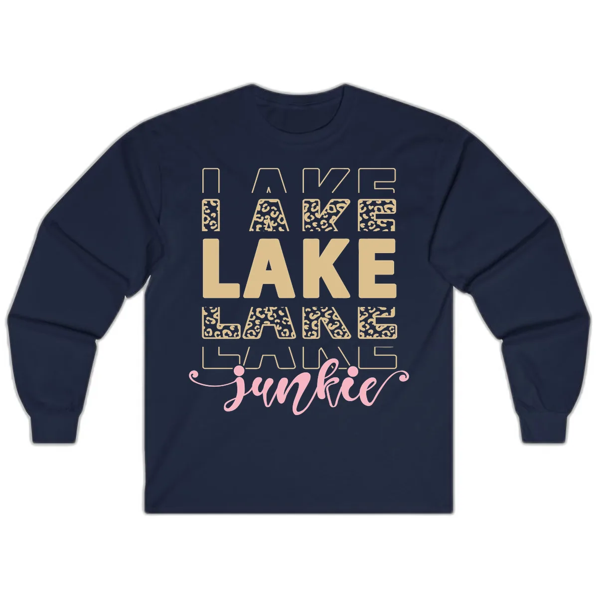 Lake Lane Junkie Typography Design Long Sleeve in Navy