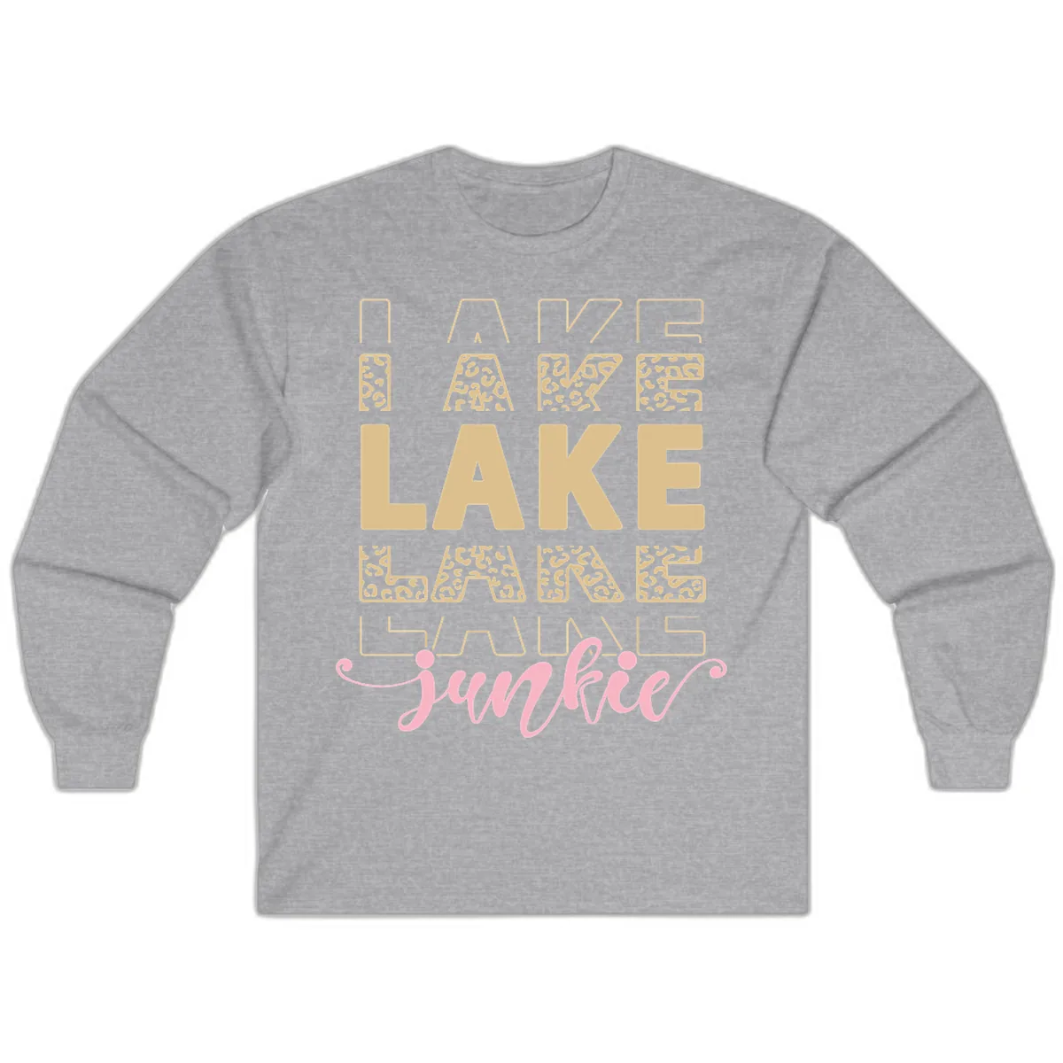 Lake Lane Junkie Typography Design Long Sleeve in Sport Grey