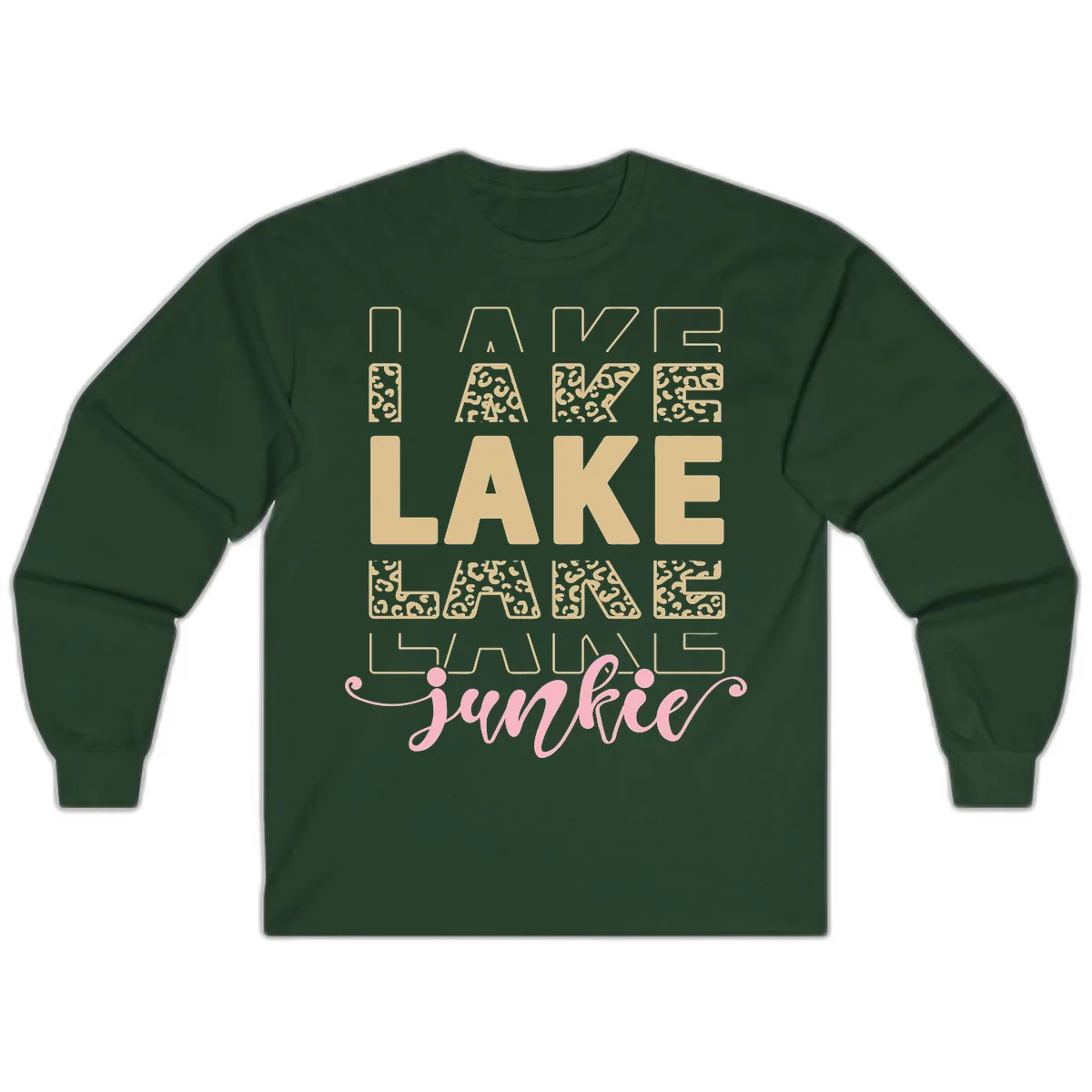 Lake Lane Junkie Typography Design Long Sleeve in Forest Green