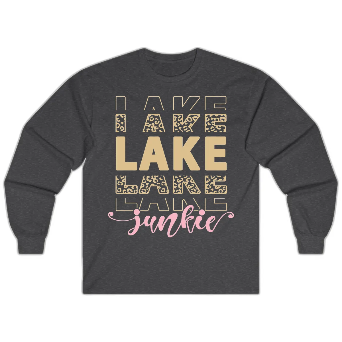 Lake Lane Junkie Typography Design Long Sleeve in Dark Heather