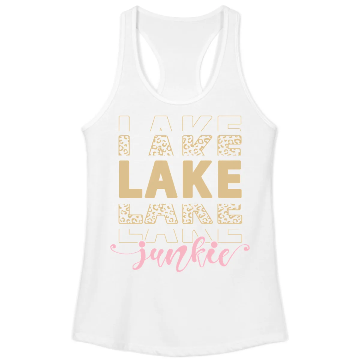 Lake Lane Junkie Typography Design Ladies Tank in White