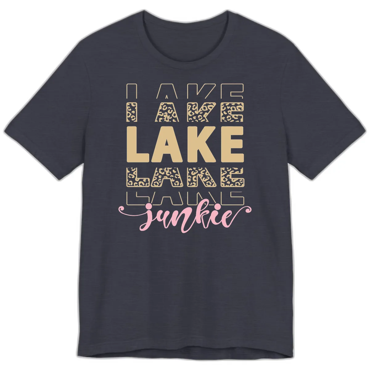Lake Lane Junkie Typography Design Premium T-Shirt in Heather Midnight Navy