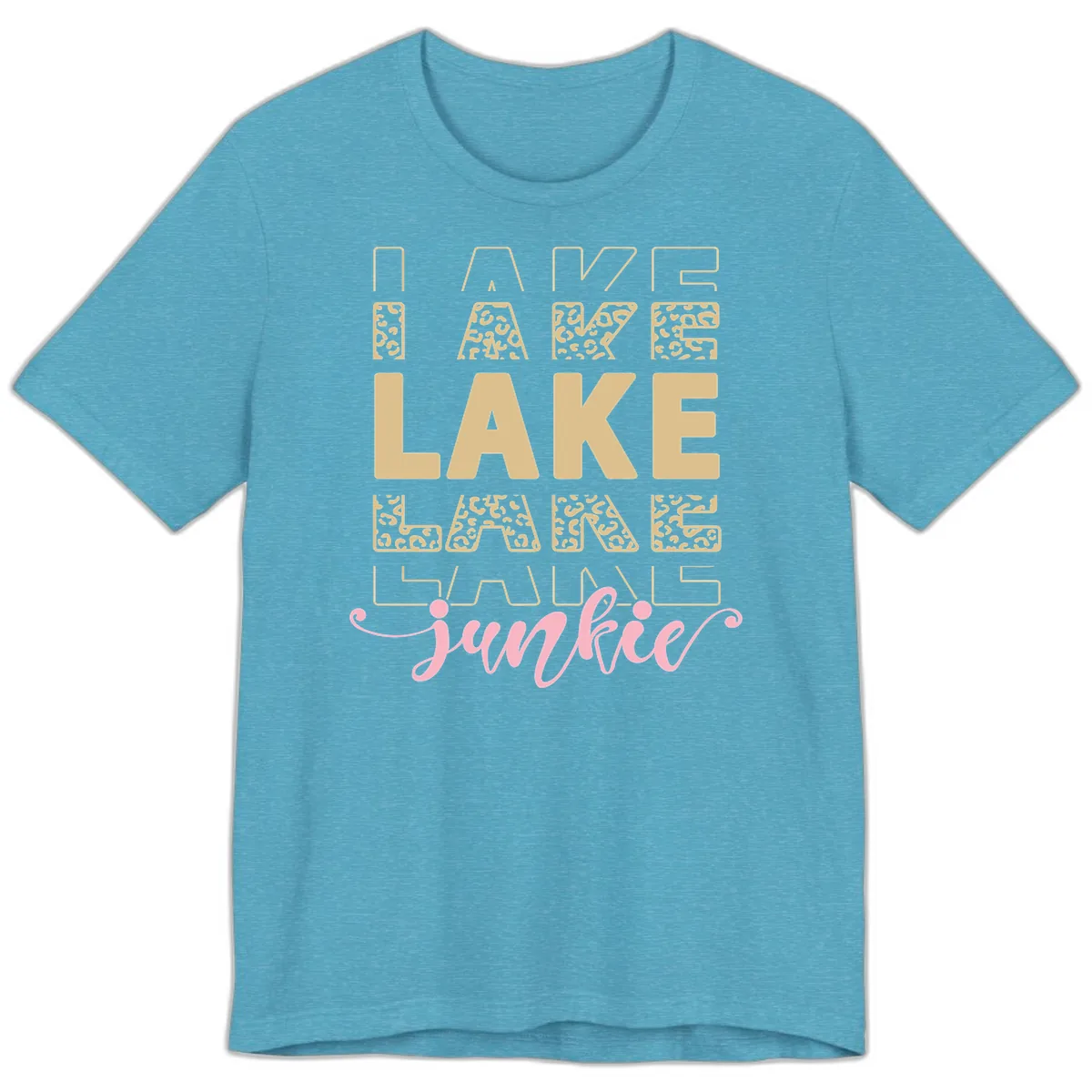 Lake Lane Junkie Typography Design Premium T-Shirt in Heather Aqua