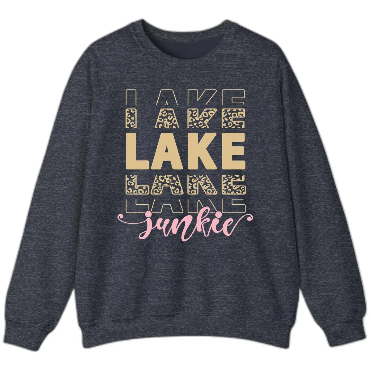 Lake Lane Junkie Typography Design Sweatshirt in Heather Sport Dark Navy