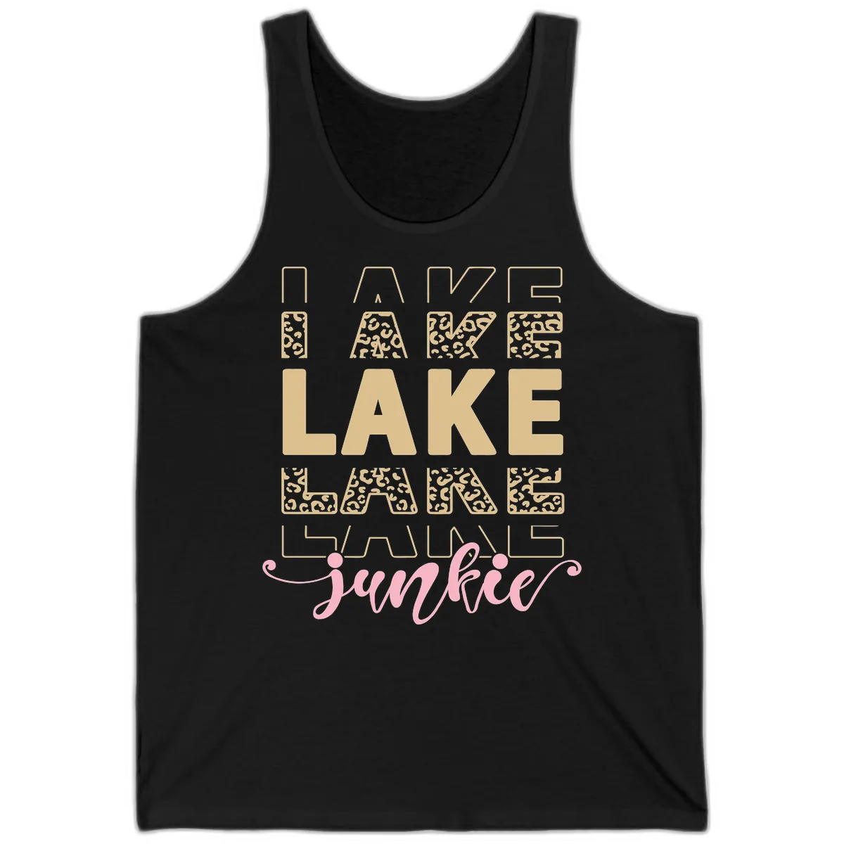 Lake Lane Junkie Typography Design Tank in Black