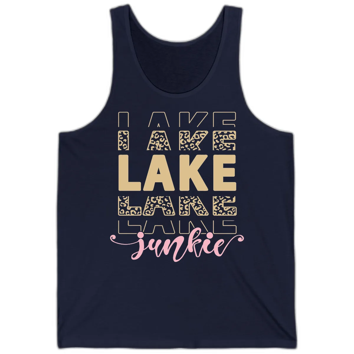 Lake Lane Junkie Typography Design Tank in Navy