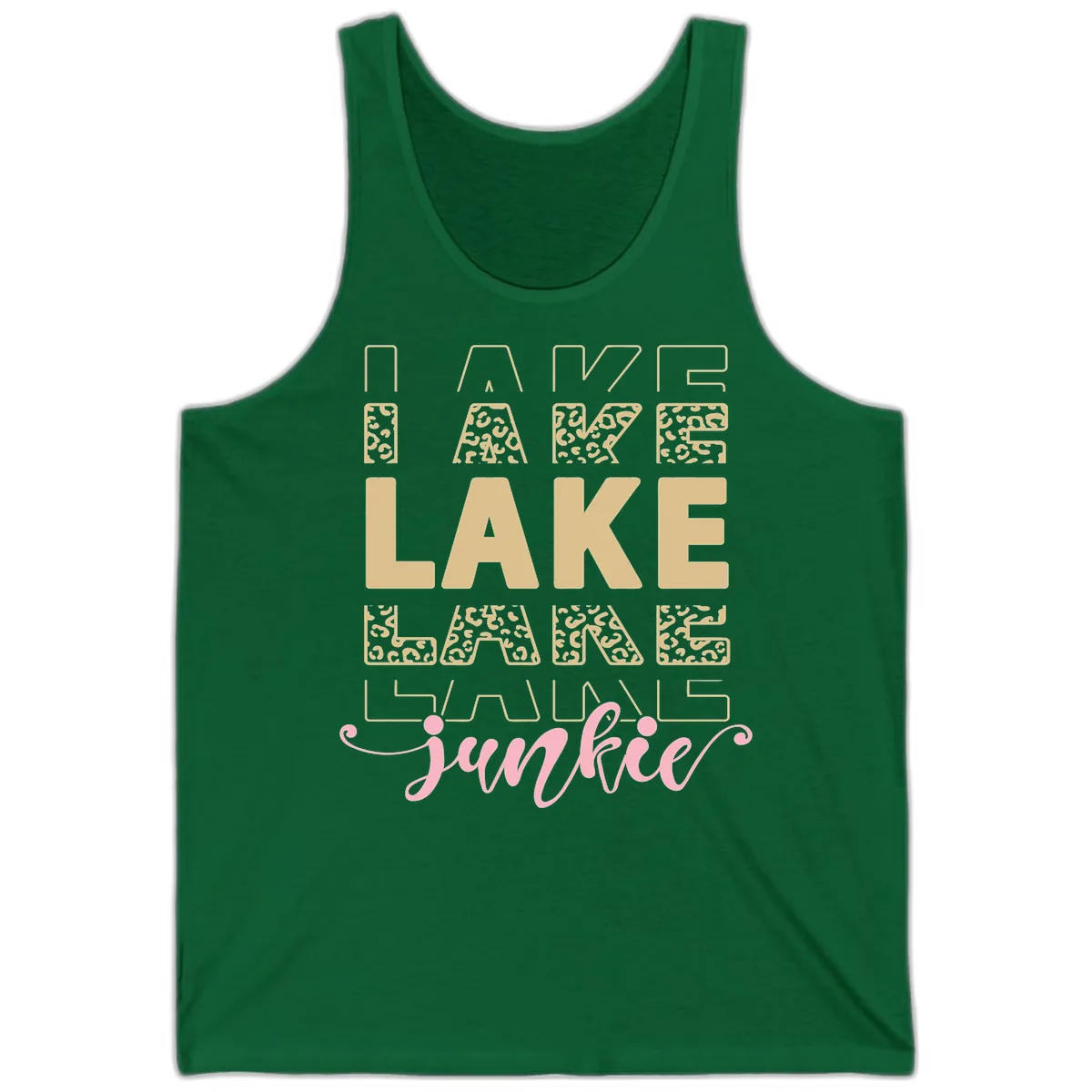 Lake Lane Junkie Typography Design Tank in Kelly