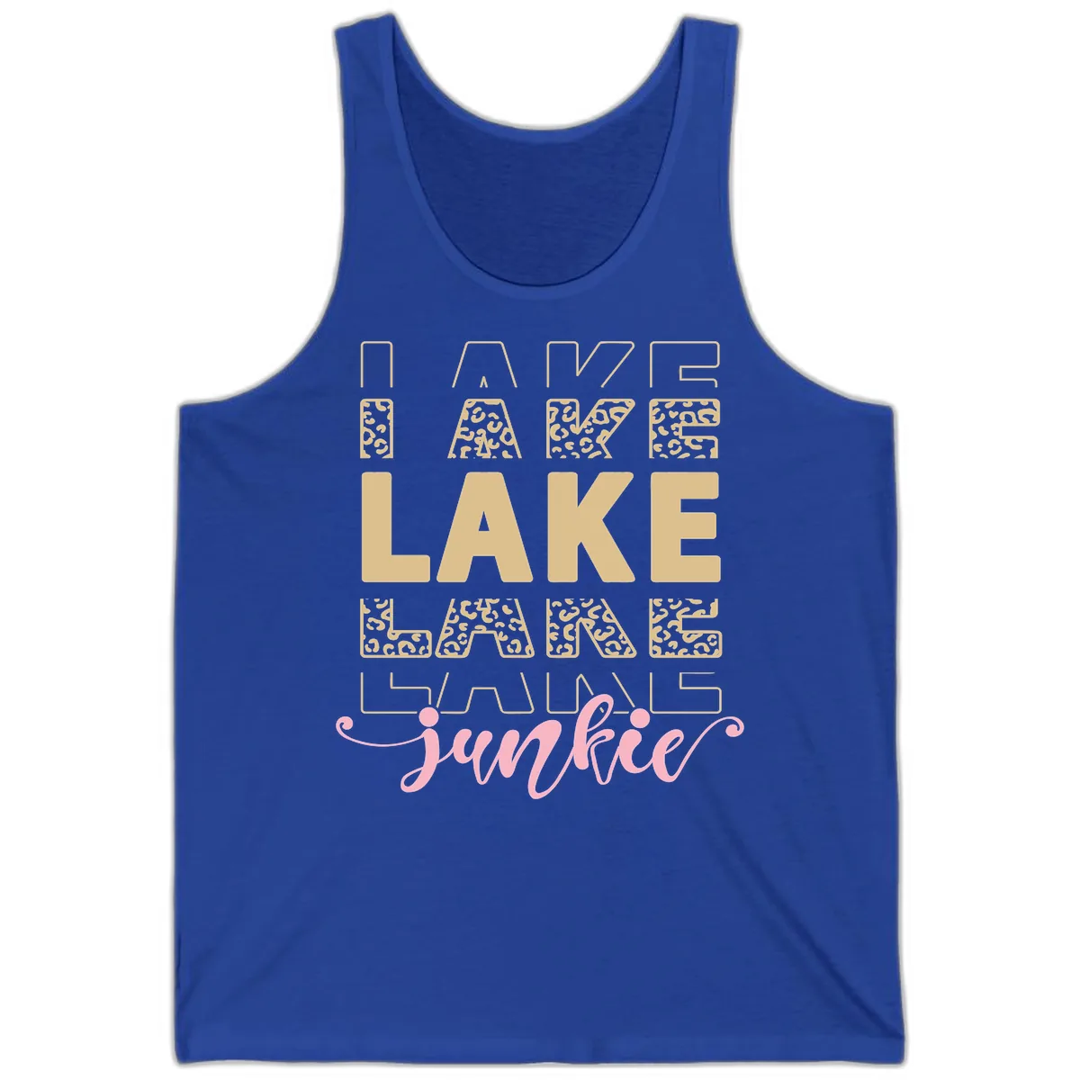 Lake Lane Junkie Typography Design Tank in True Royal