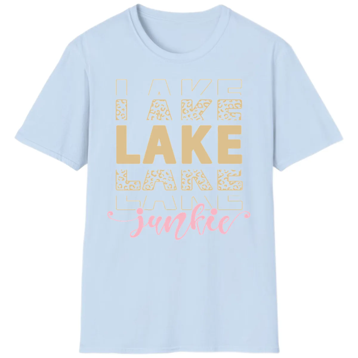 Lake Lane Junkie Typography Design T-Shirt in Light Blue