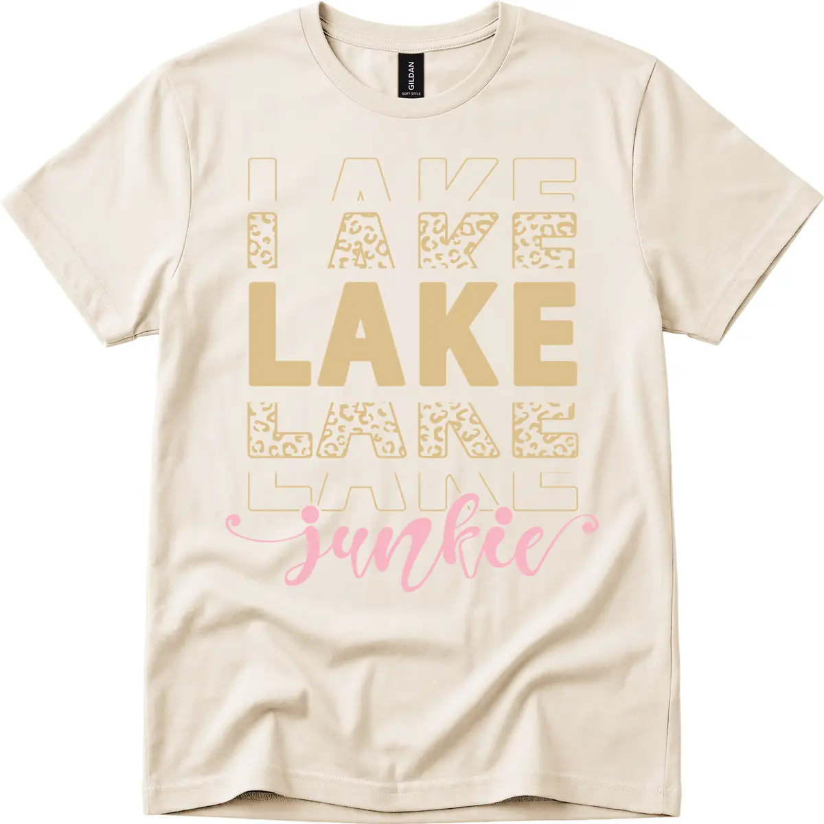 Lake Lane Junkie Typography Design T-Shirt in Natural