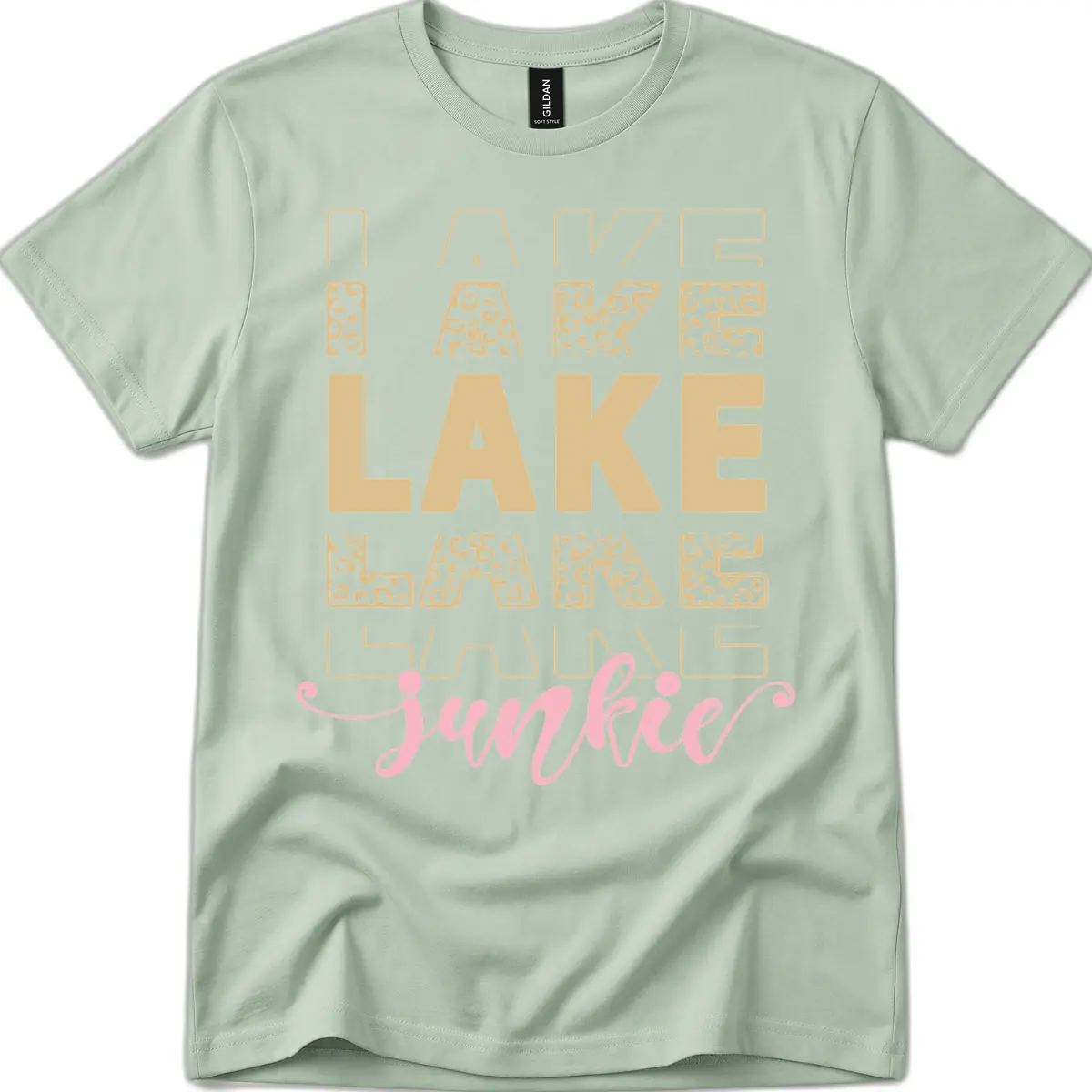 Lake Lane Junkie Typography Design T-Shirt in Sage