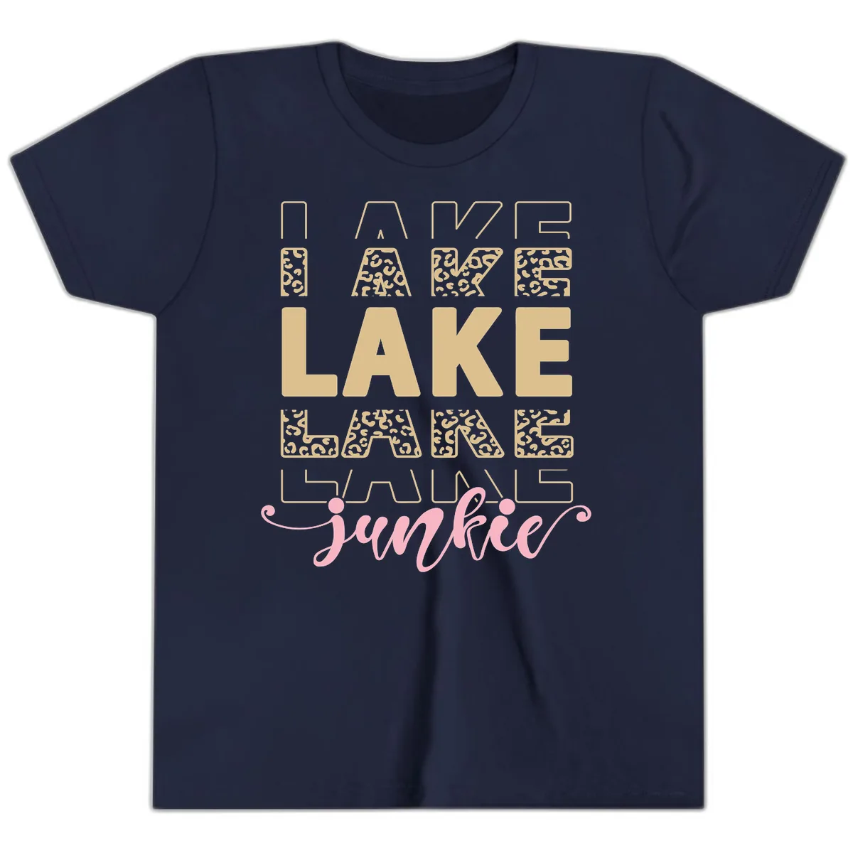 Lake Lane Junkie Typography Design Youth T-Shirt in Navy