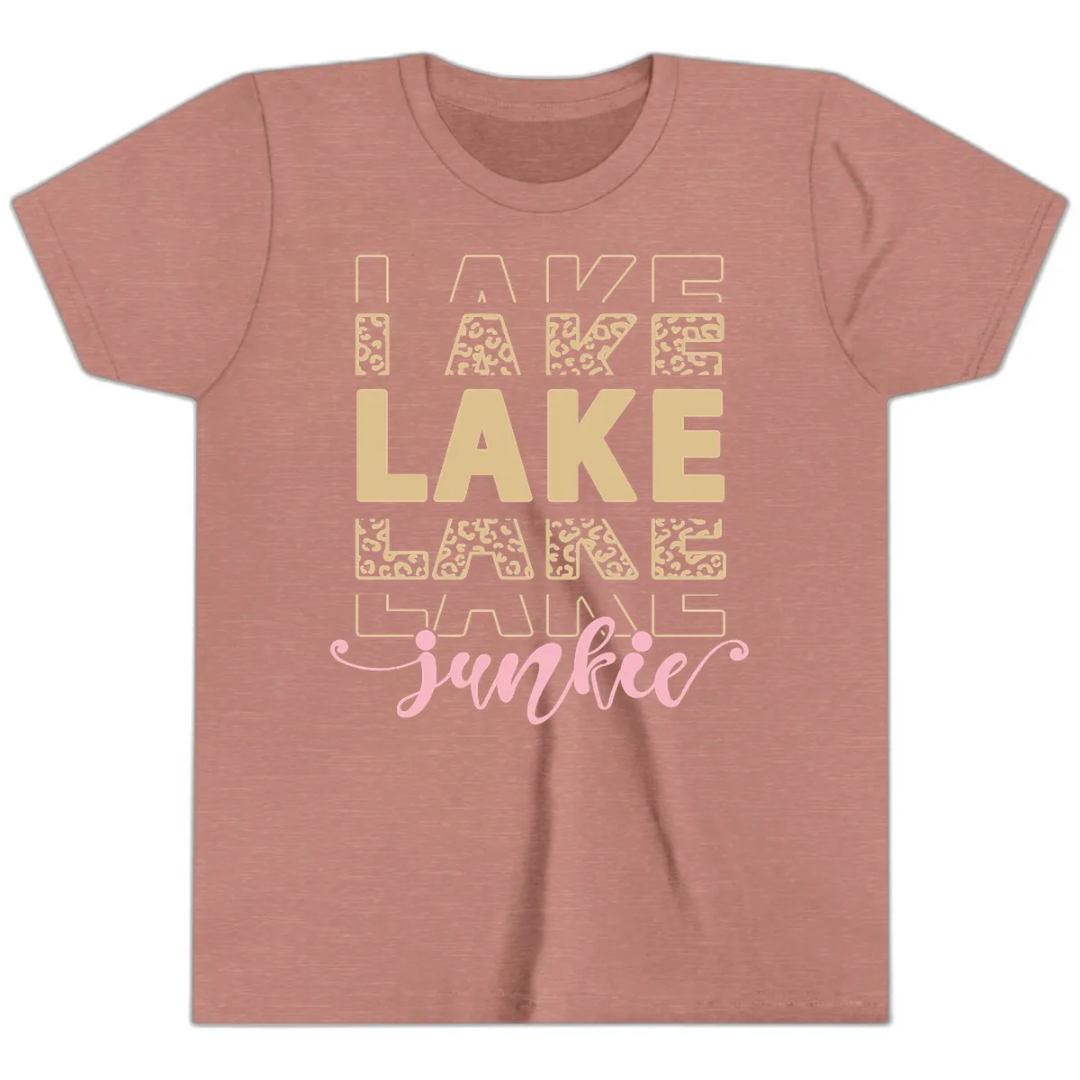 Lake Lane Junkie Typography Design Youth T-Shirt in Heather Mauve