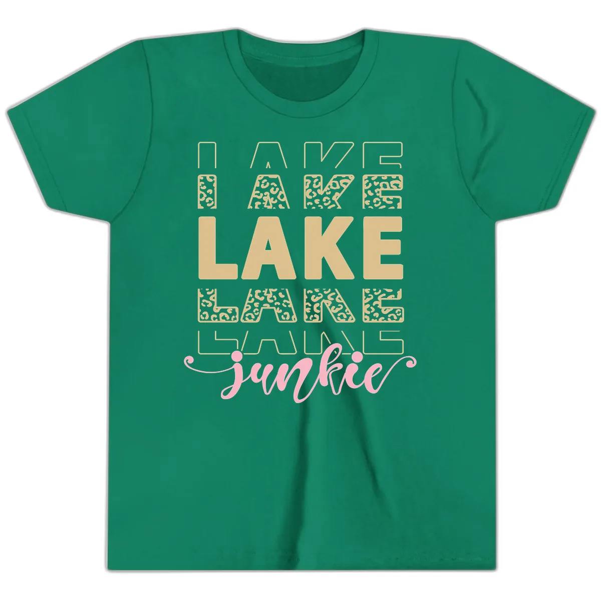 Lake Lane Junkie Typography Design Youth T-Shirt in Kelly