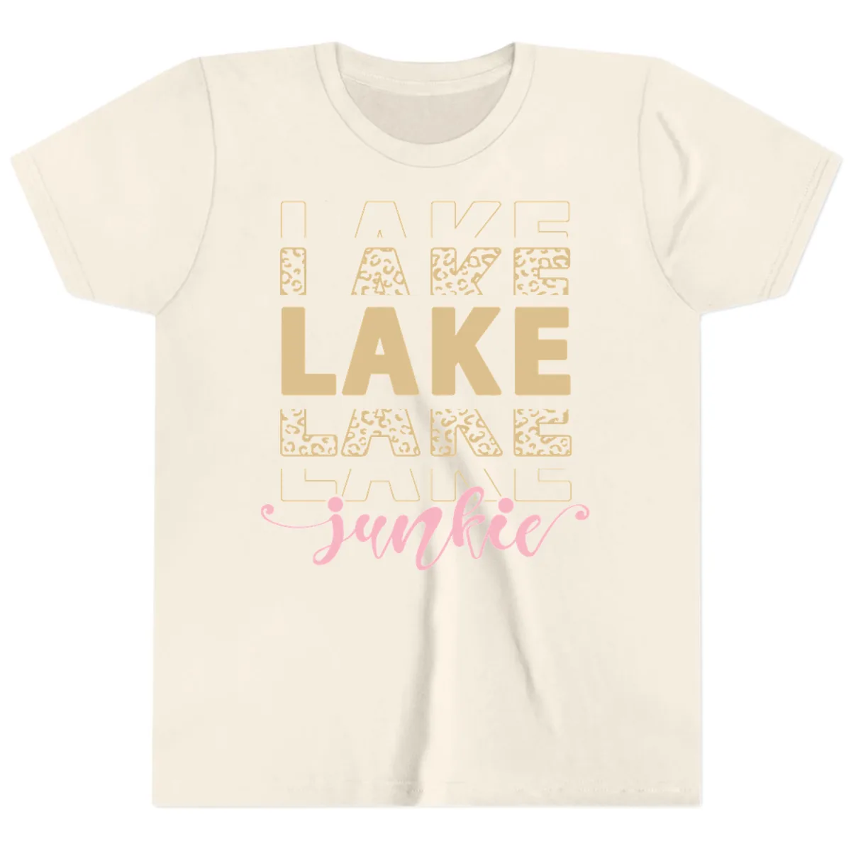 Lake Lane Junkie Typography Design Youth T-Shirt in Natural