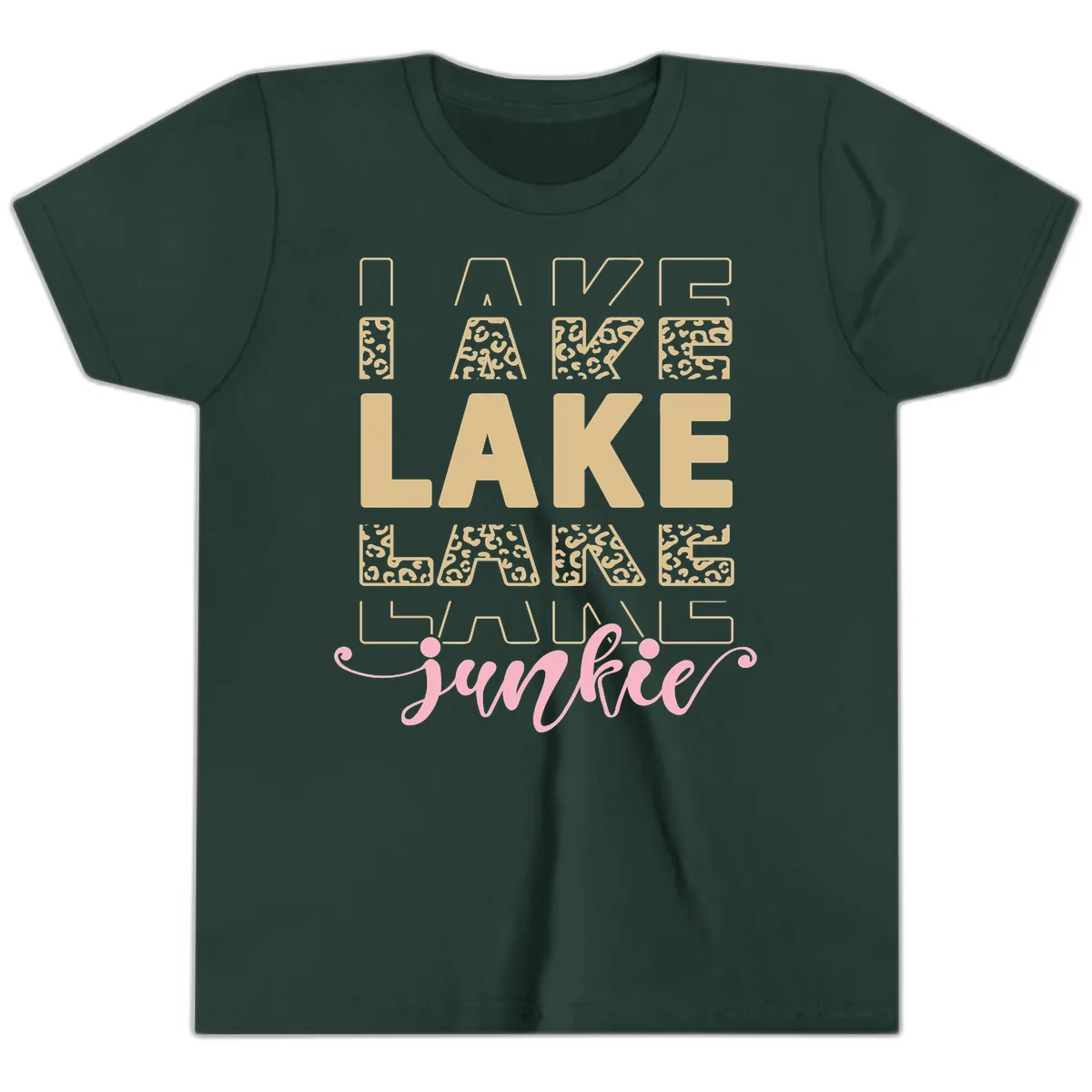 Lake Lane Junkie Typography Design Youth T-Shirt in Forest