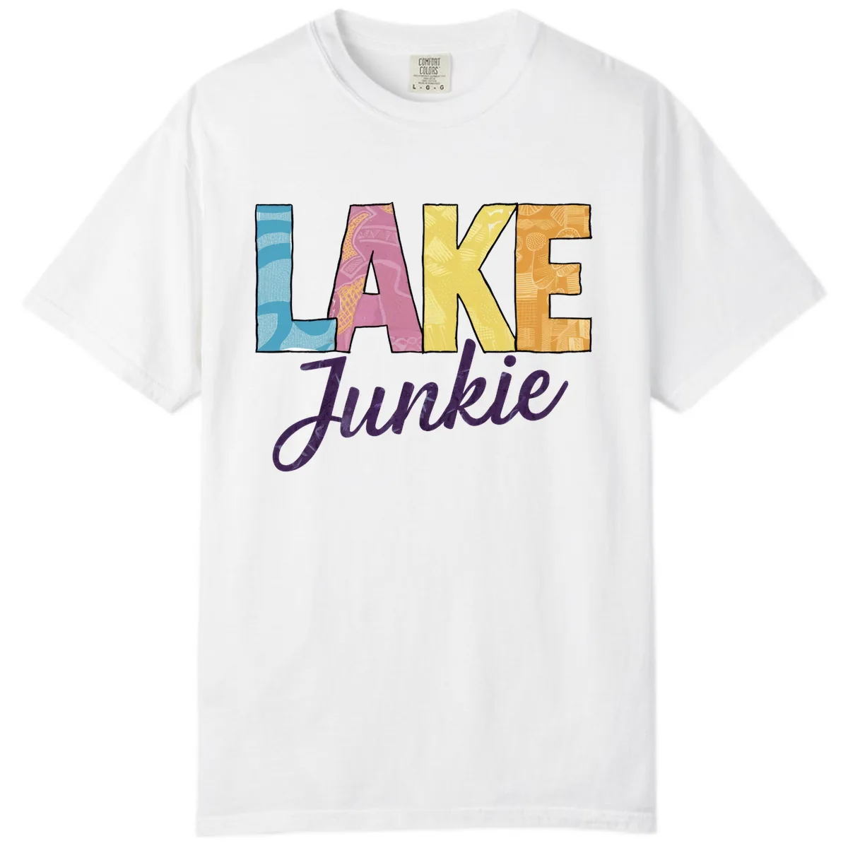 Lake Junkie Typography Design Comfort Color in White