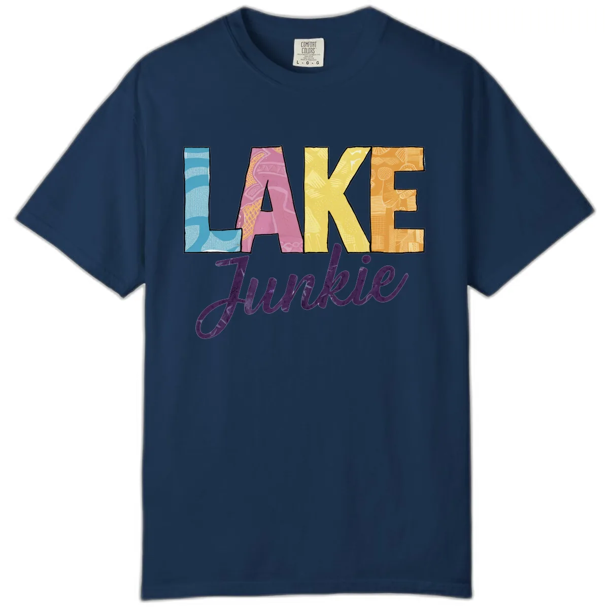 Lake Junkie Typography Design Comfort Color in Navy