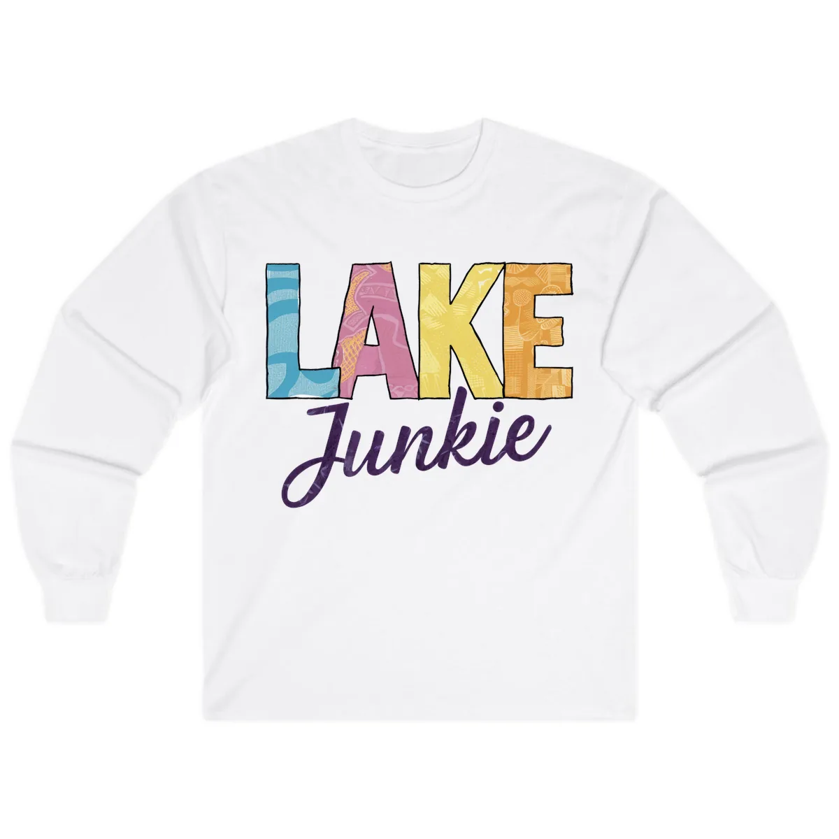 Lake Junkie Typography Design Long Sleeve in White