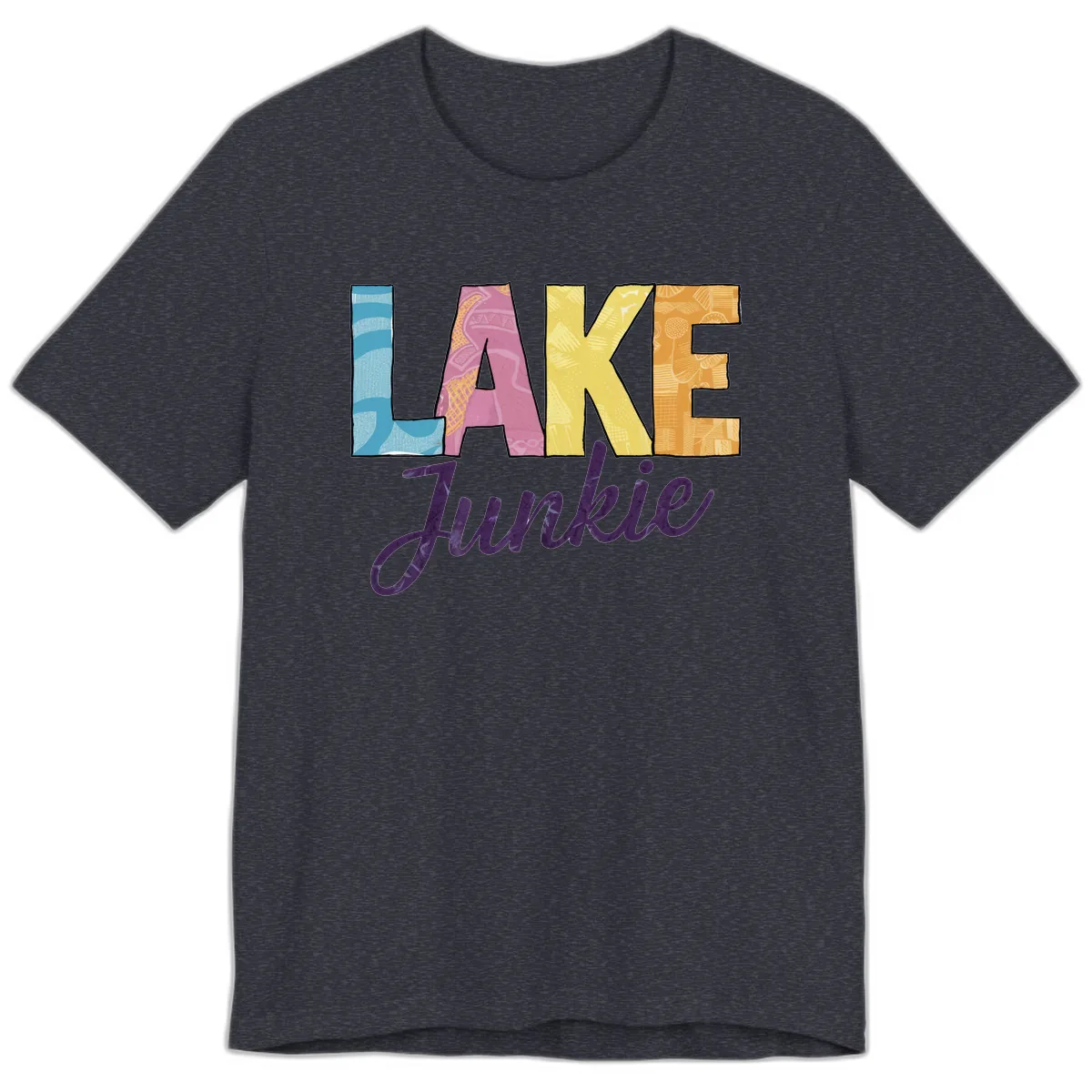 Lake Junkie Typography Design Premium T-Shirt in Heather Navy