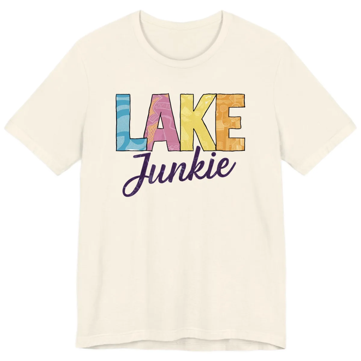 Lake Junkie Typography Design Premium T-Shirt in Natural