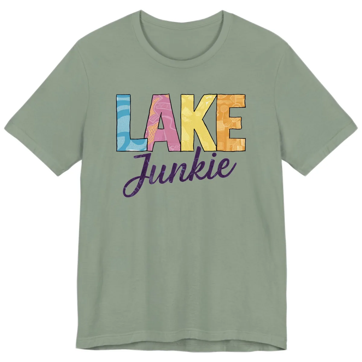 Lake Junkie Typography Design Premium T-Shirt in Sage
