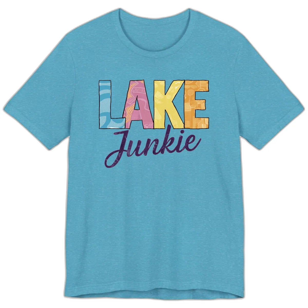 Lake Junkie Typography Design Premium T-Shirt in Heather Aqua