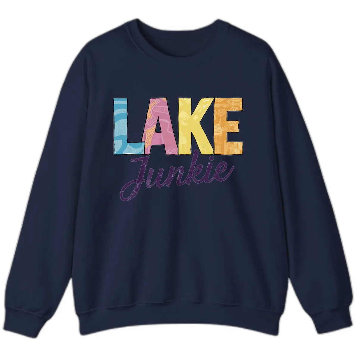 Lake Junkie Typography Design Sweatshirt in Navy
