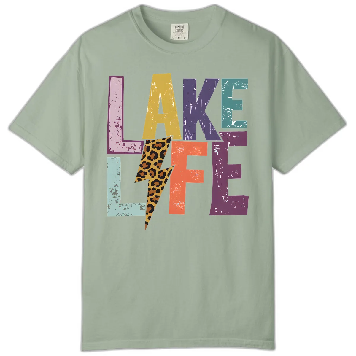 Lake Life Distressed Letters Comfort Color in Bay