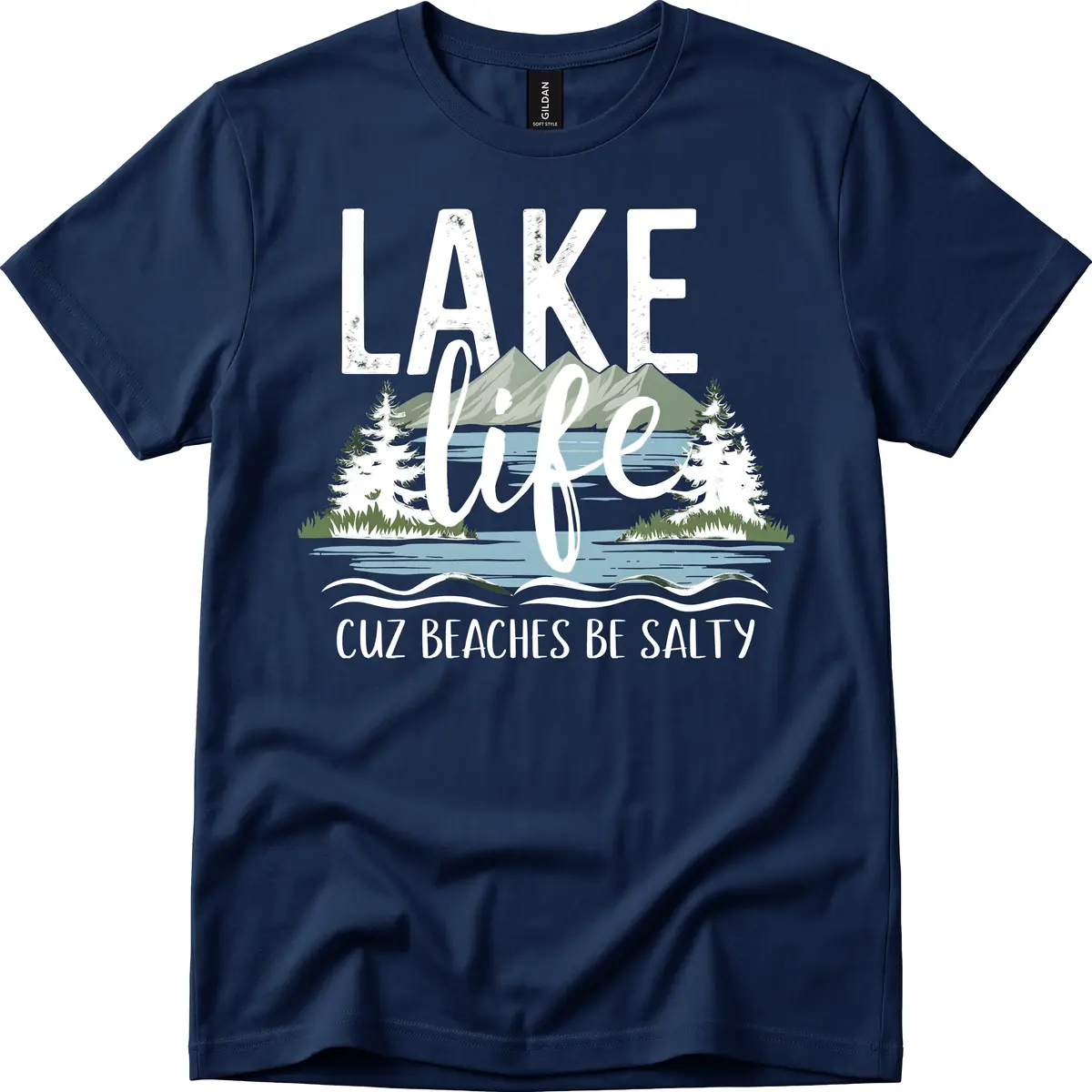 Lake Life Cuz Beaches Be Salty T-Shirt in Navy