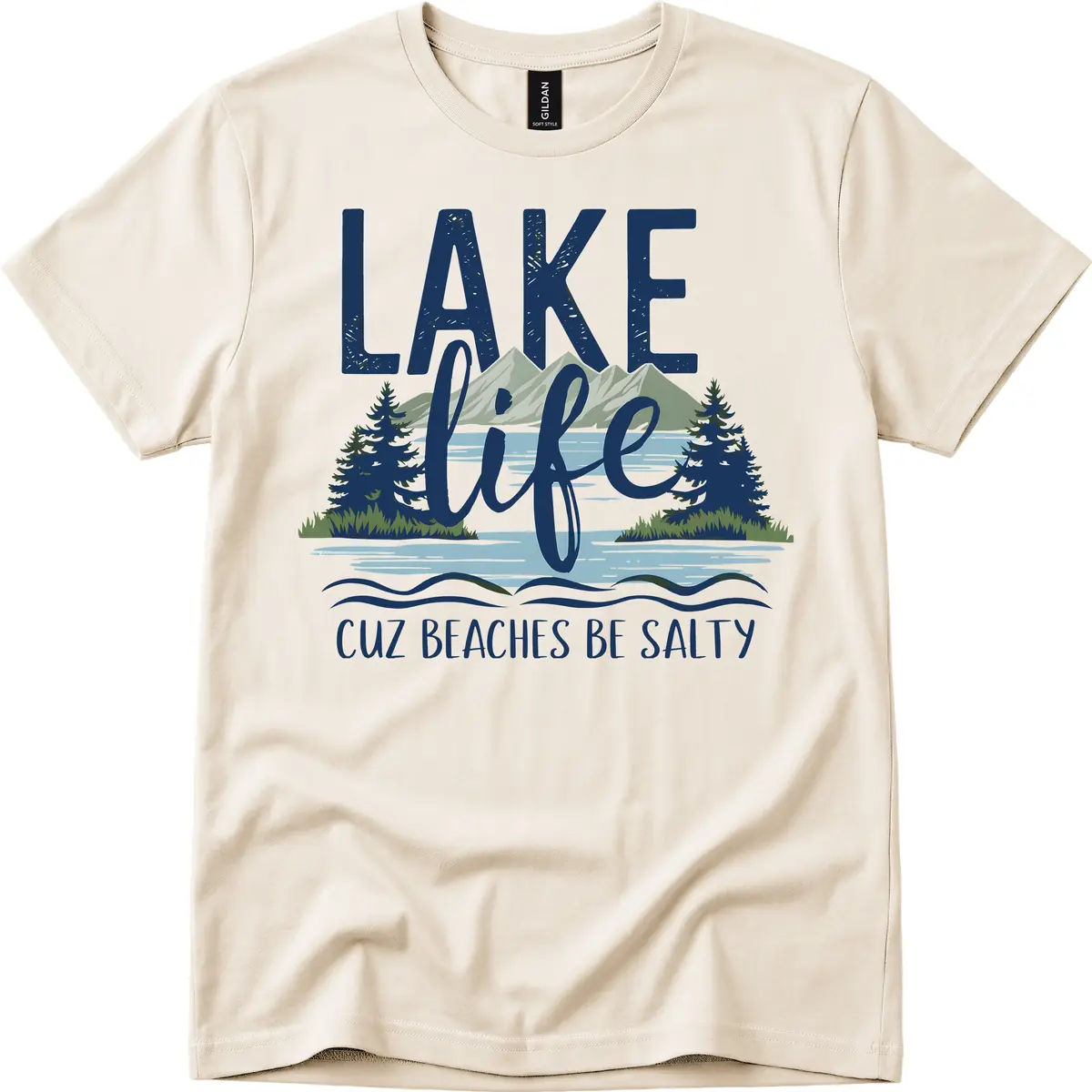 Lake Life Cuz Beaches Be Salty T-Shirt in Natural