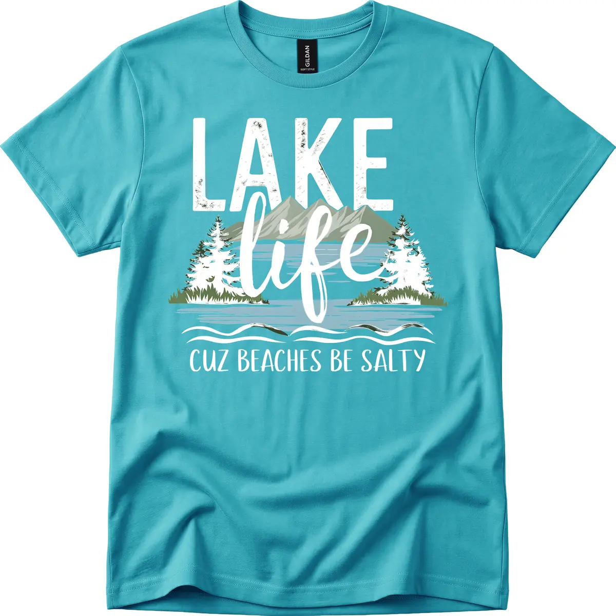 Lake Life Cuz Beaches Be Salty T-Shirt in Tropical Blue