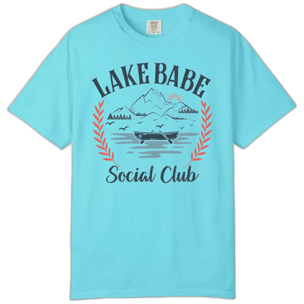 Lake Babe Social Club Illustration Comfort Color in Lagoon Blue