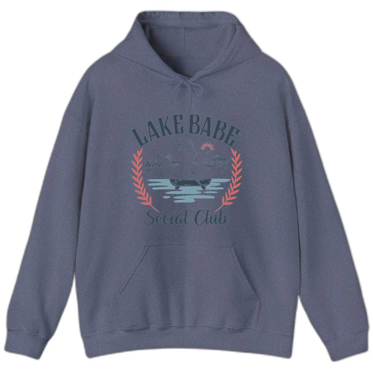 Lake Babe Social Club Illustration Hoodie in Heather Navy