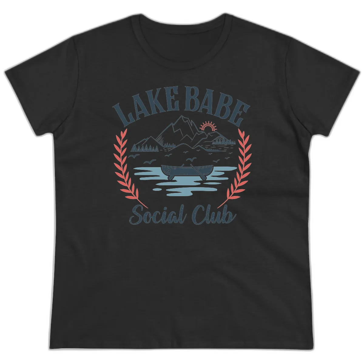 Lake Babe Social Club Illustration Ladies Tee in Black