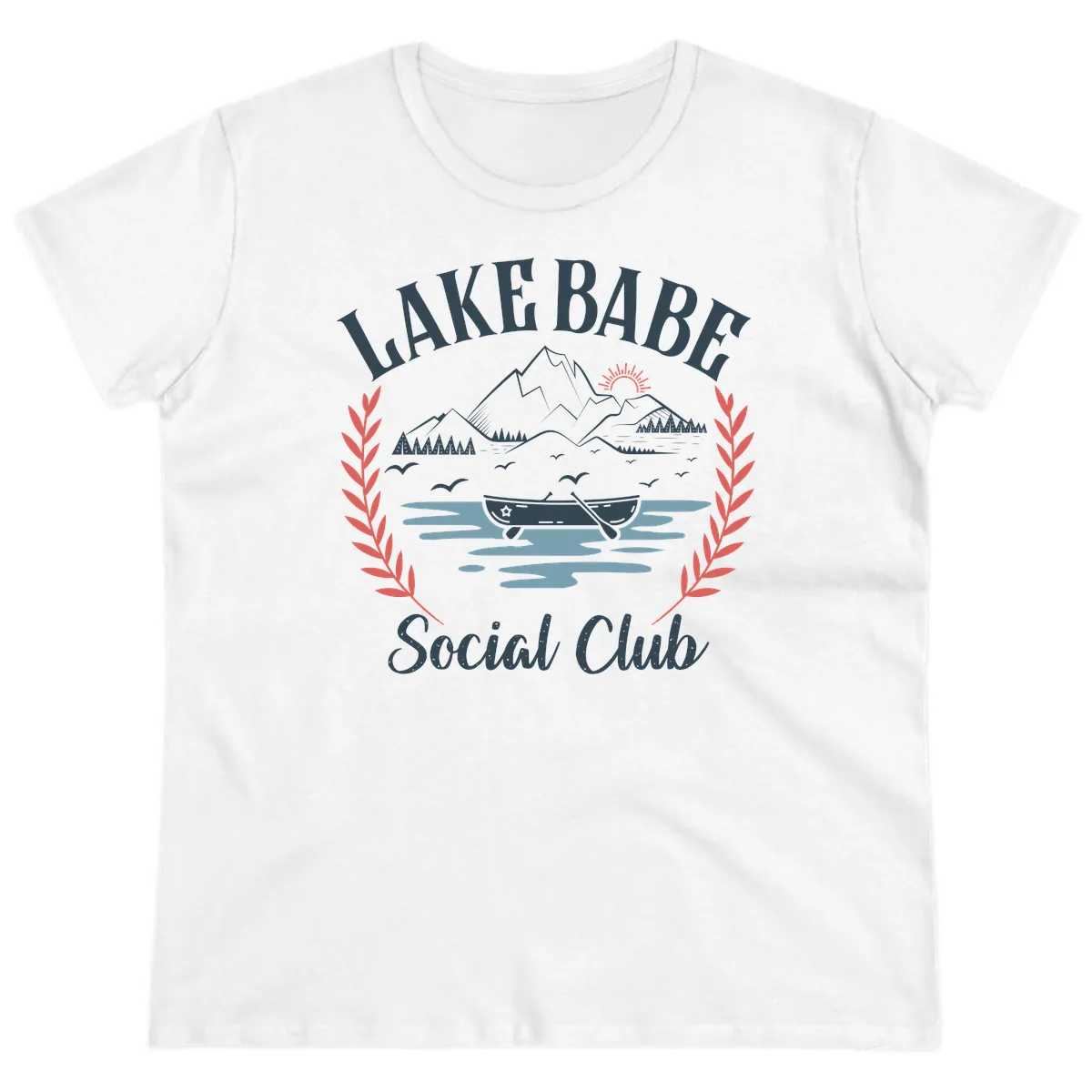 Lake Babe Social Club Illustration Ladies Tee in White